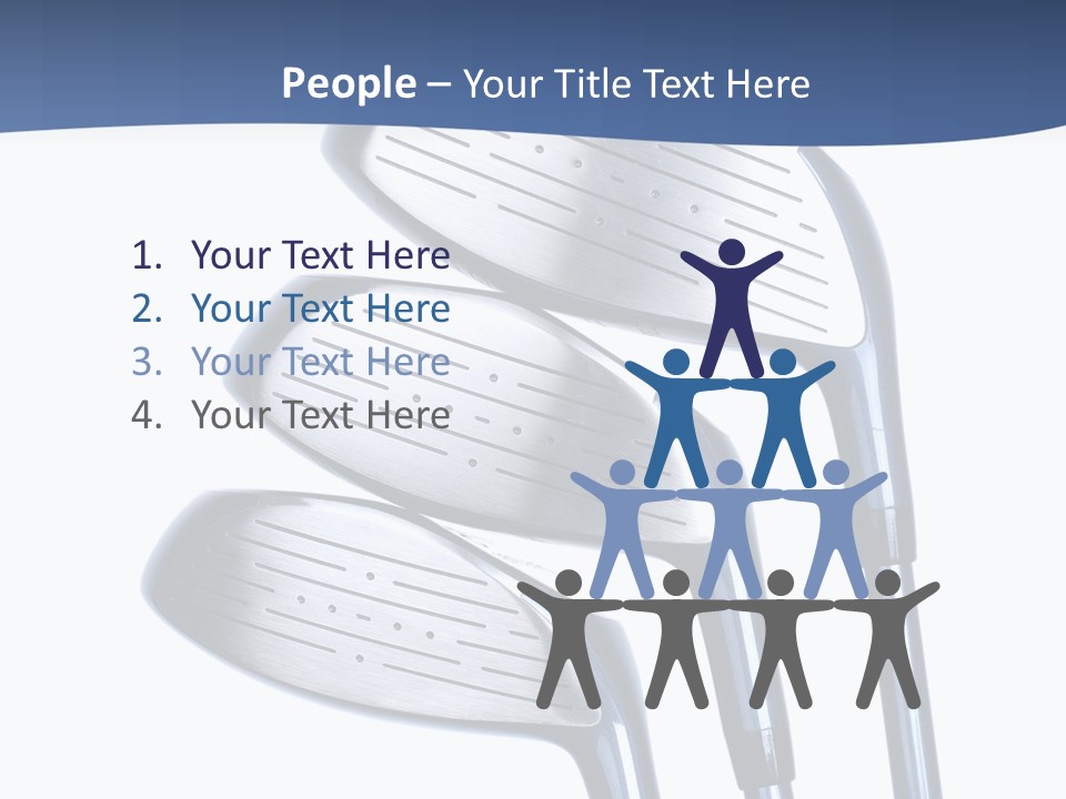 A Group Of Golf Clubs On A Blue And White Background PowerPoint Template