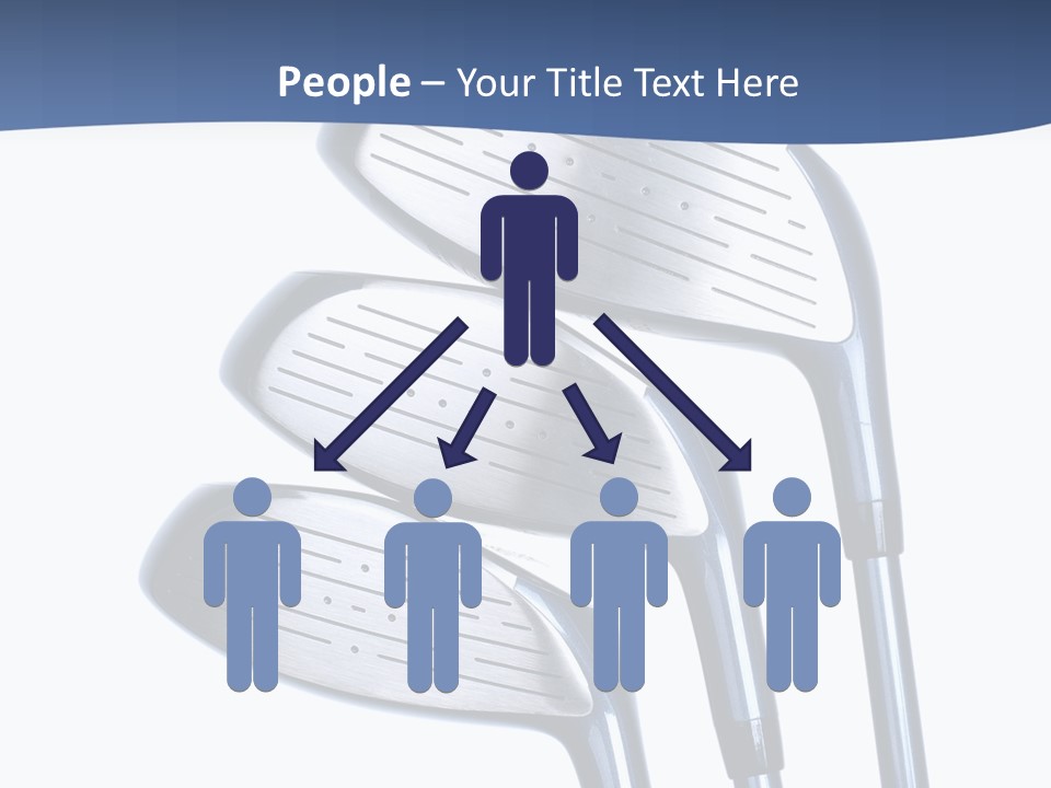 A Group Of Golf Clubs On A Blue And White Background PowerPoint Template