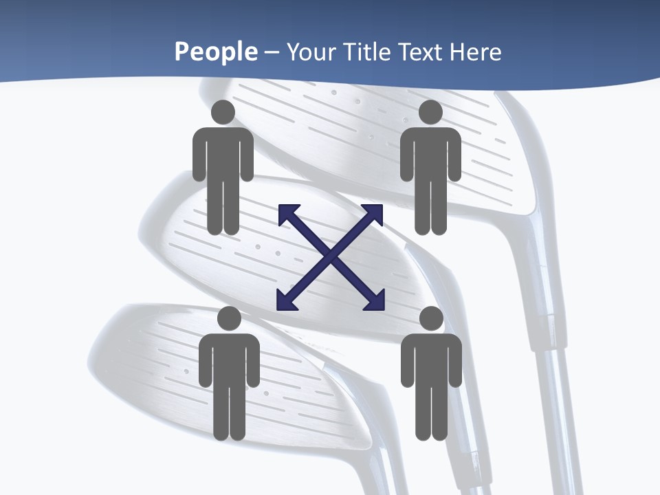 A Group Of Golf Clubs On A Blue And White Background PowerPoint Template