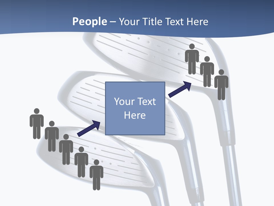 A Group Of Golf Clubs On A Blue And White Background PowerPoint Template