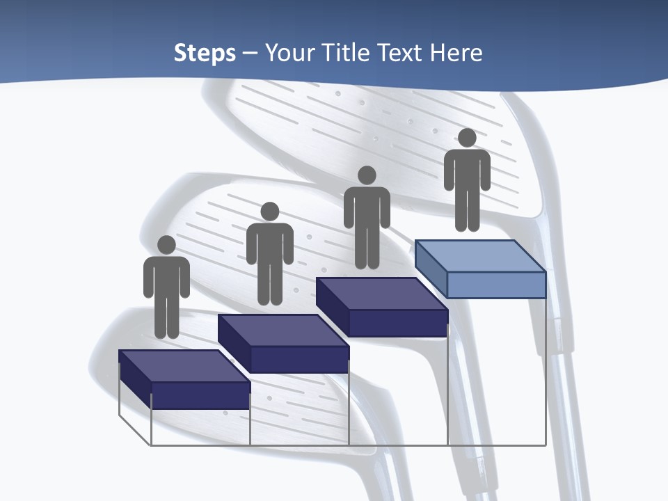 A Group Of Golf Clubs On A Blue And White Background PowerPoint Template