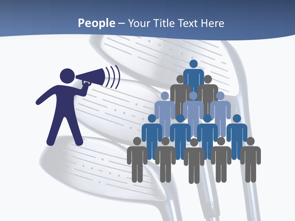 A Group Of Golf Clubs On A Blue And White Background PowerPoint Template