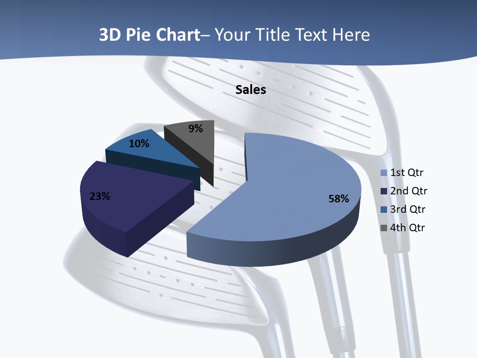 A Group Of Golf Clubs On A Blue And White Background PowerPoint Template