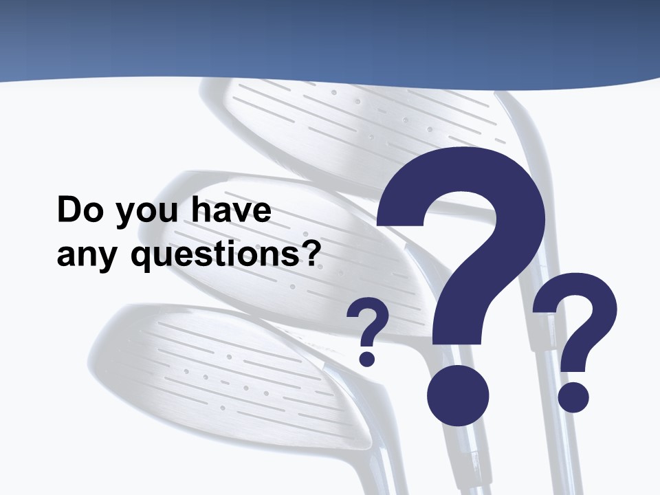 A Group Of Golf Clubs On A Blue And White Background PowerPoint Template