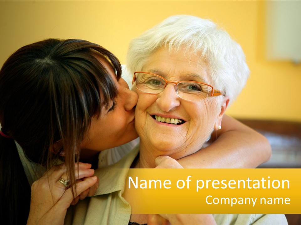 A Woman Kissing A Woman On The Cheek PowerPoint Template