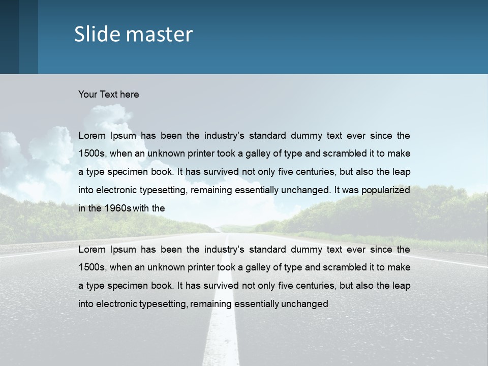 An Empty Road With Trees And Clouds In The Background PowerPoint Template
