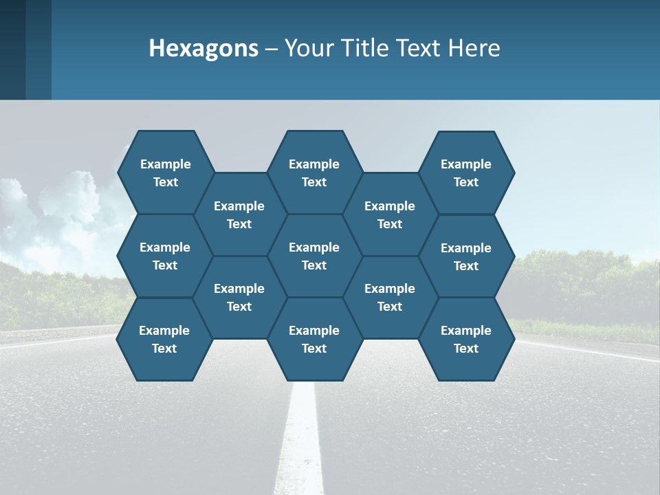 An Empty Road With Trees And Clouds In The Background PowerPoint Template