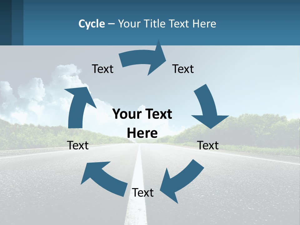 An Empty Road With Trees And Clouds In The Background PowerPoint Template