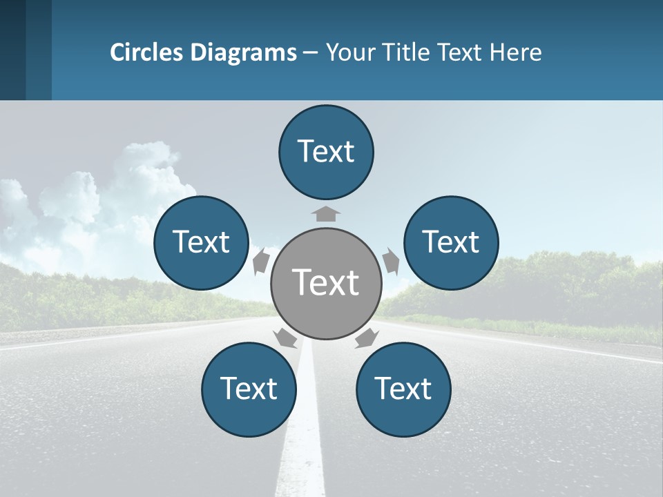 An Empty Road With Trees And Clouds In The Background PowerPoint Template