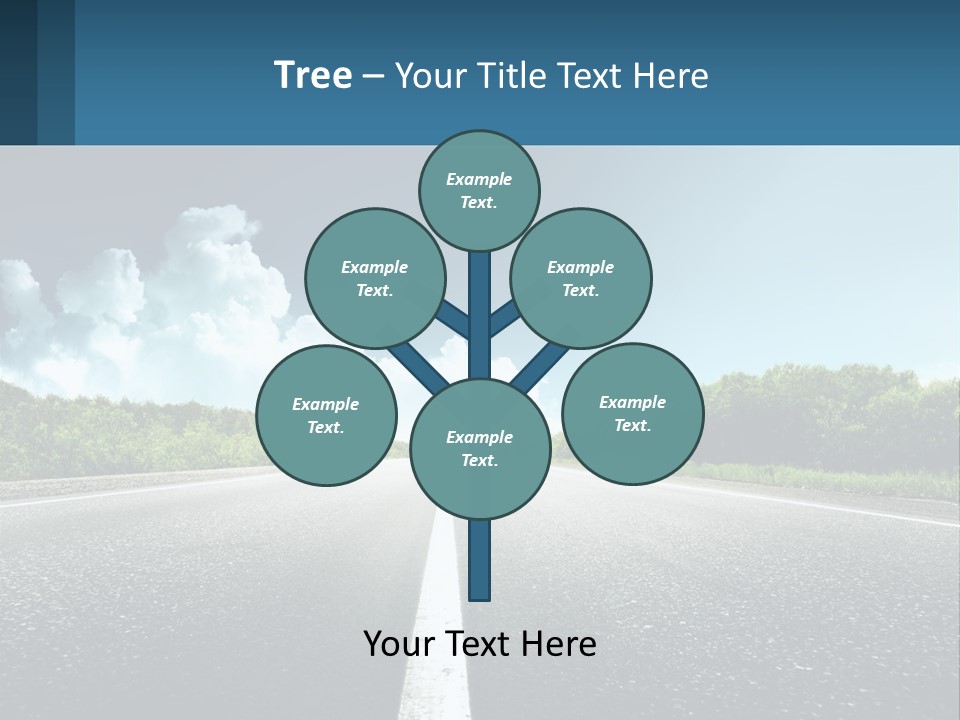 An Empty Road With Trees And Clouds In The Background PowerPoint Template