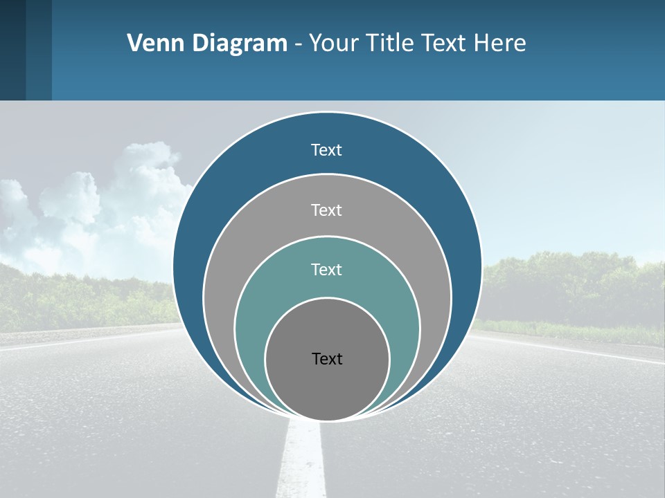An Empty Road With Trees And Clouds In The Background PowerPoint Template
