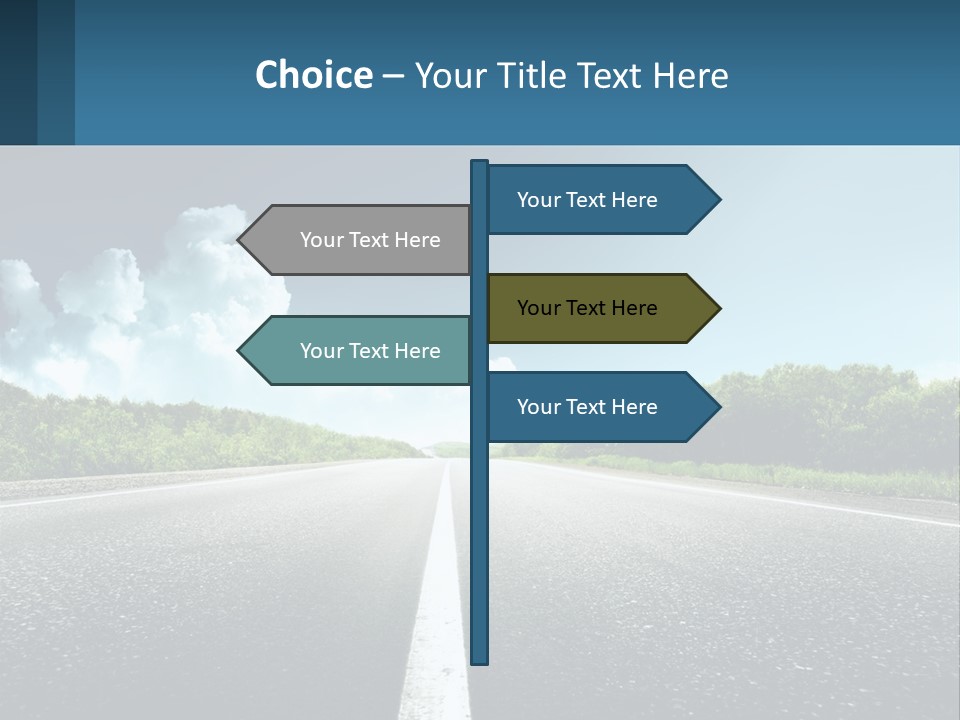 An Empty Road With Trees And Clouds In The Background PowerPoint Template