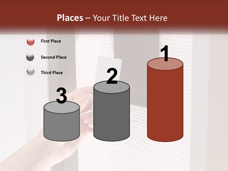 A Person Holding A Card In Front Of A Door PowerPoint Template