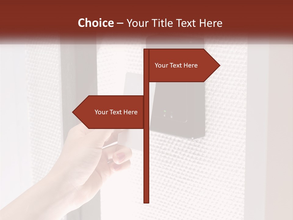 A Person Holding A Card In Front Of A Door PowerPoint Template