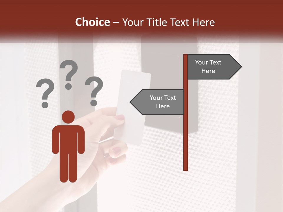 A Person Holding A Card In Front Of A Door PowerPoint Template