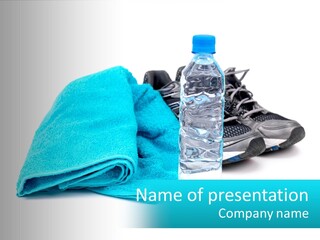 A Pair Of Running Shoes And A Water Bottle On A White Background PowerPoint Template