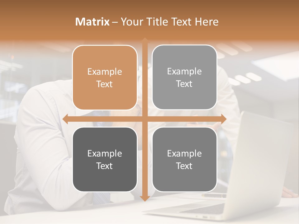 Two Men Sitting At A Table Looking At A Laptop PowerPoint Template