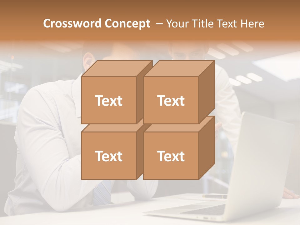 Two Men Sitting At A Table Looking At A Laptop PowerPoint Template