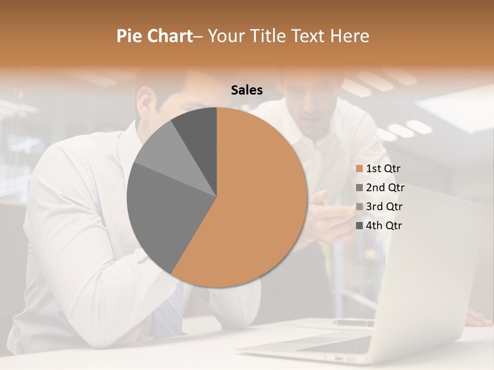 Two Men Sitting At A Table Looking At A Laptop PowerPoint Template