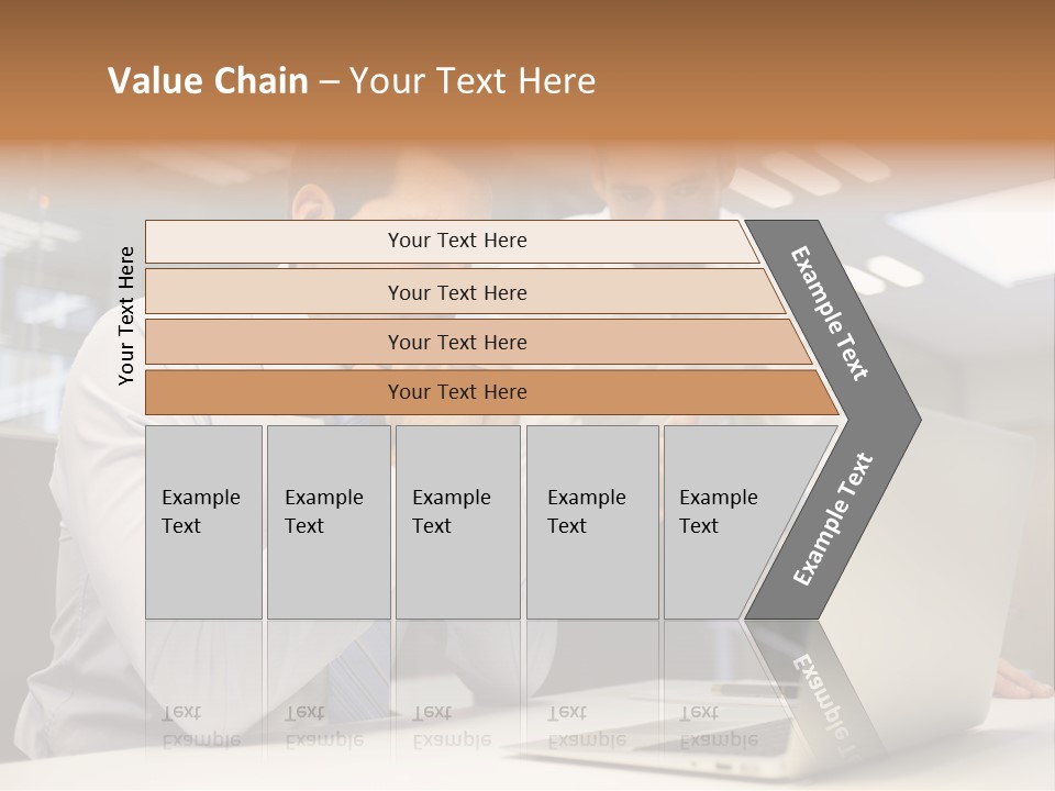 Two Men Sitting At A Table Looking At A Laptop PowerPoint Template
