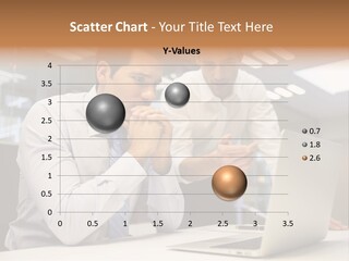 Two Men Sitting At A Table Looking At A Laptop PowerPoint Template