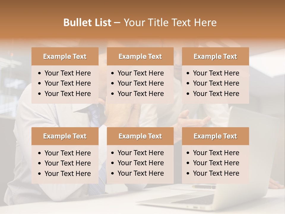 Two Men Sitting At A Table Looking At A Laptop PowerPoint Template