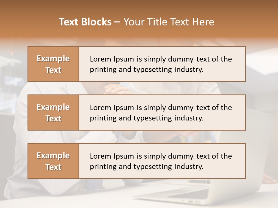 Two Men Sitting At A Table Looking At A Laptop PowerPoint Template