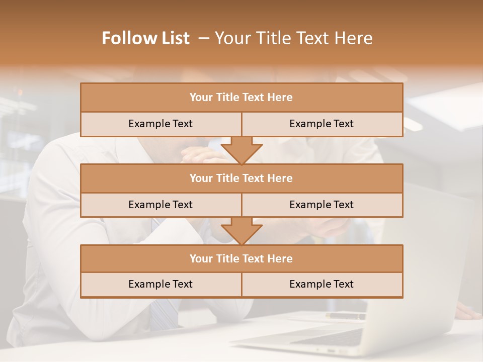 Two Men Sitting At A Table Looking At A Laptop PowerPoint Template