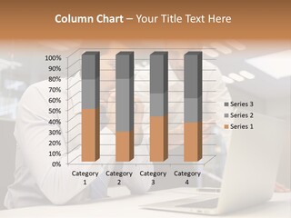 Two Men Sitting At A Table Looking At A Laptop PowerPoint Template