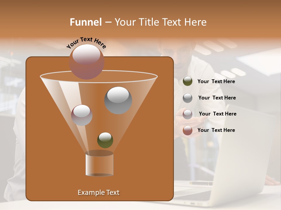 Two Men Sitting At A Table Looking At A Laptop PowerPoint Template