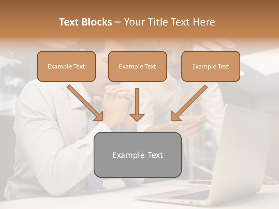Two Men Sitting At A Table Looking At A Laptop PowerPoint Template
