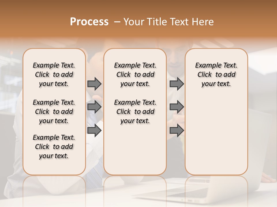Two Men Sitting At A Table Looking At A Laptop PowerPoint Template