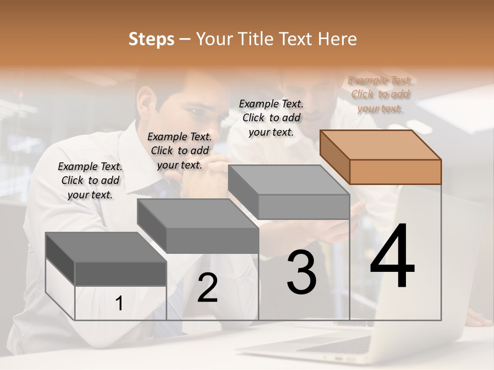 Two Men Sitting At A Table Looking At A Laptop PowerPoint Template