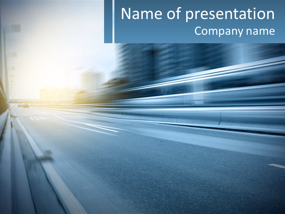 A Blurry Photo Of A Highway With Buildings In The Background PowerPoint Template