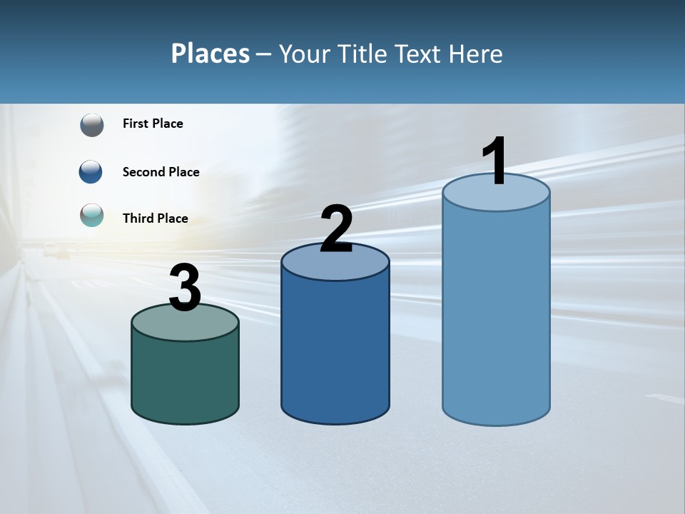 A Blurry Photo Of A Highway With Buildings In The Background PowerPoint Template