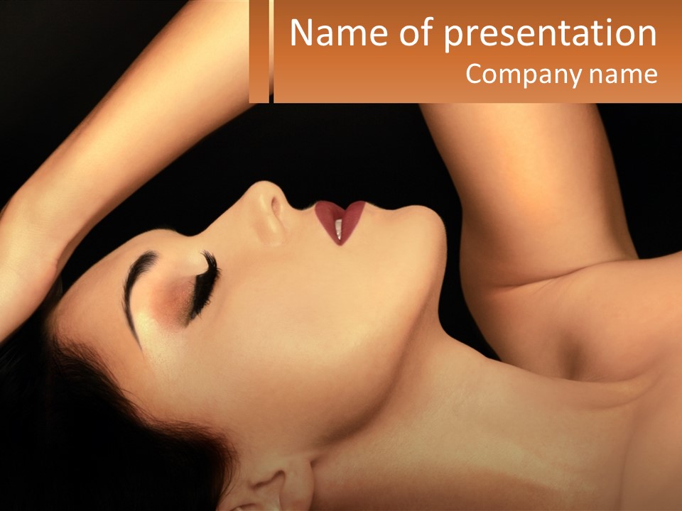 A Woman Laying Down With Her Eyes Closed PowerPoint Template