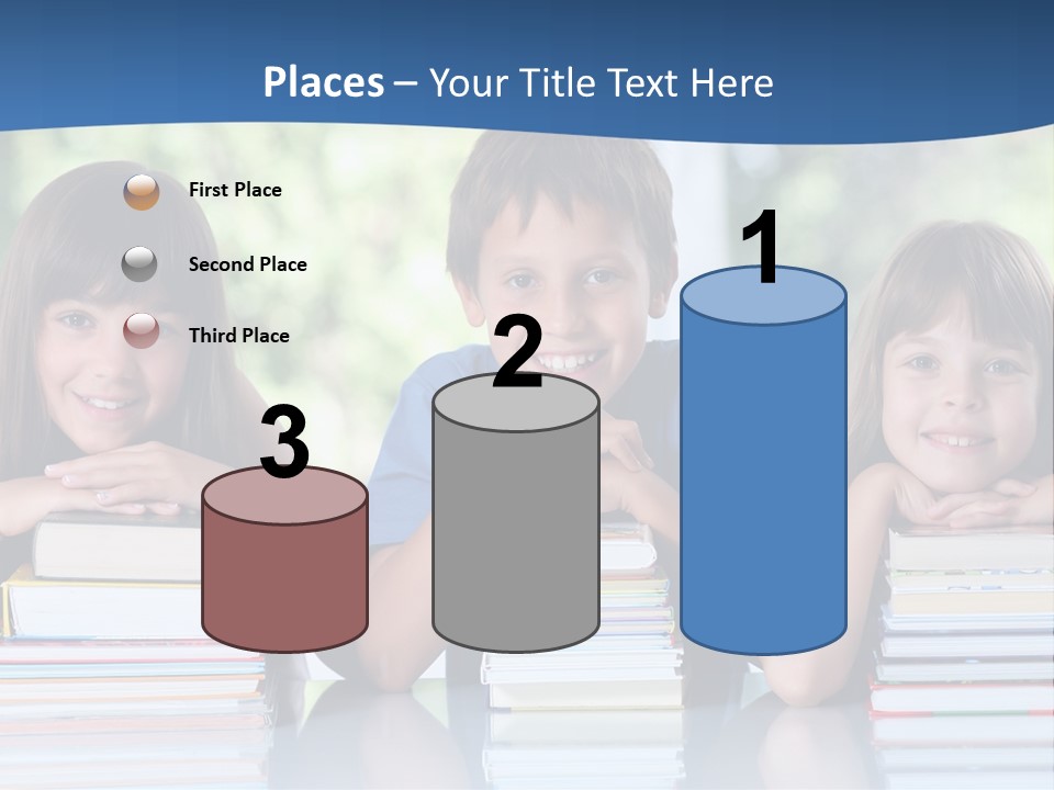 A Group Of Children Sitting At A Table With Books PowerPoint Template