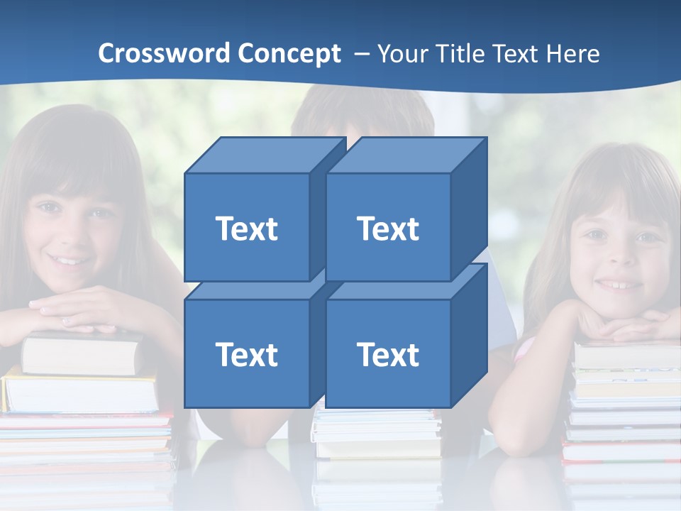A Group Of Children Sitting At A Table With Books PowerPoint Template