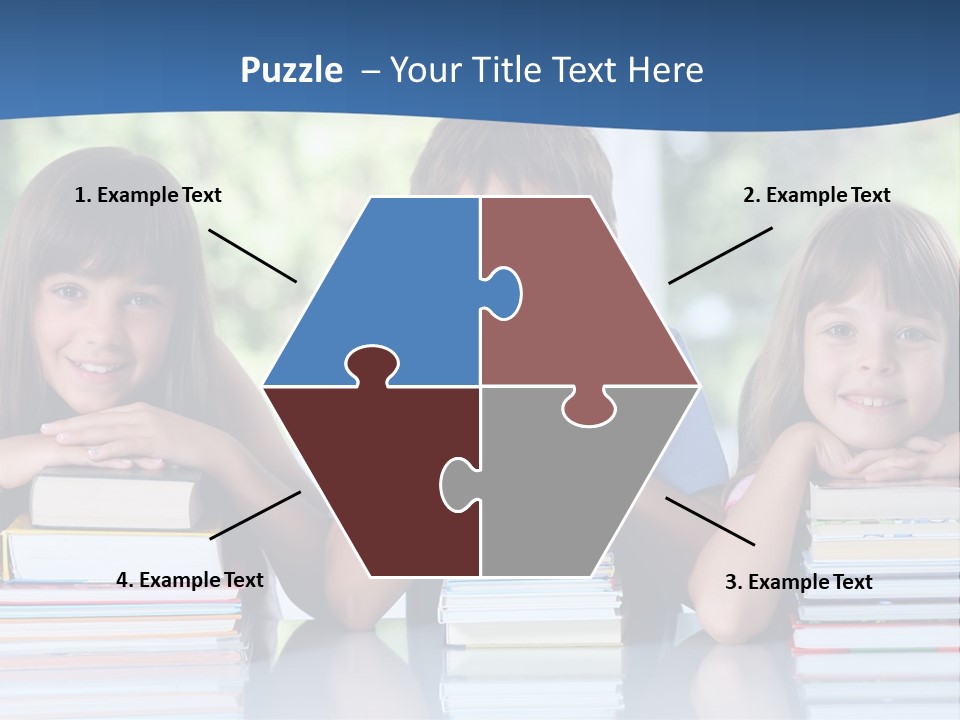 A Group Of Children Sitting At A Table With Books PowerPoint Template