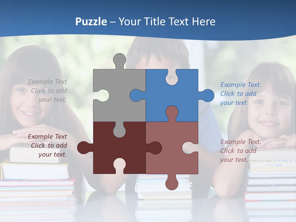 A Group Of Children Sitting At A Table With Books PowerPoint Template