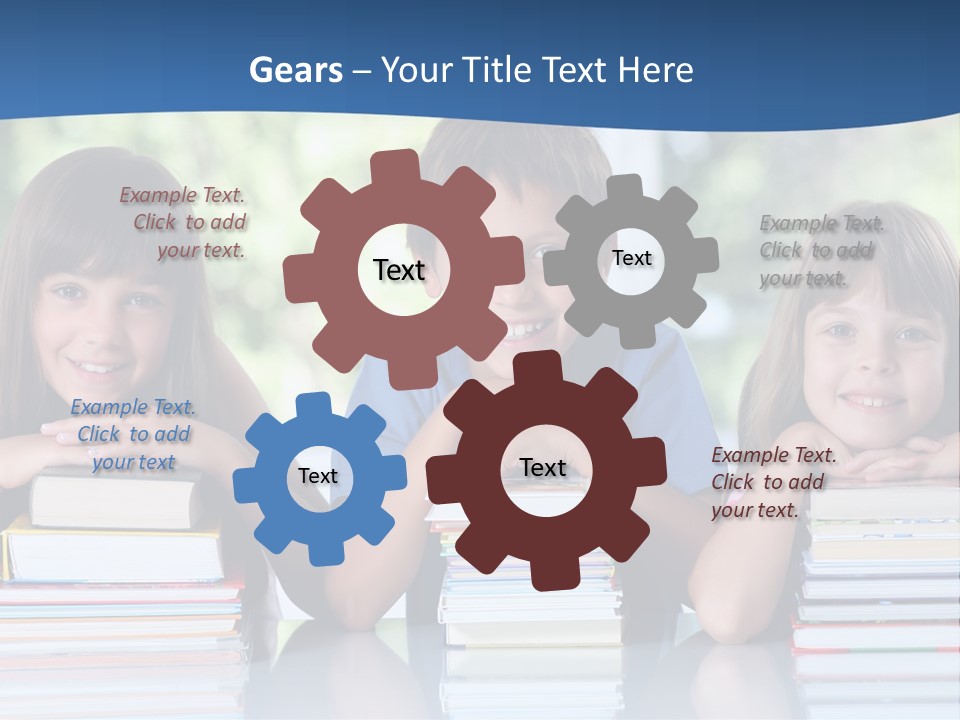 A Group Of Children Sitting At A Table With Books PowerPoint Template