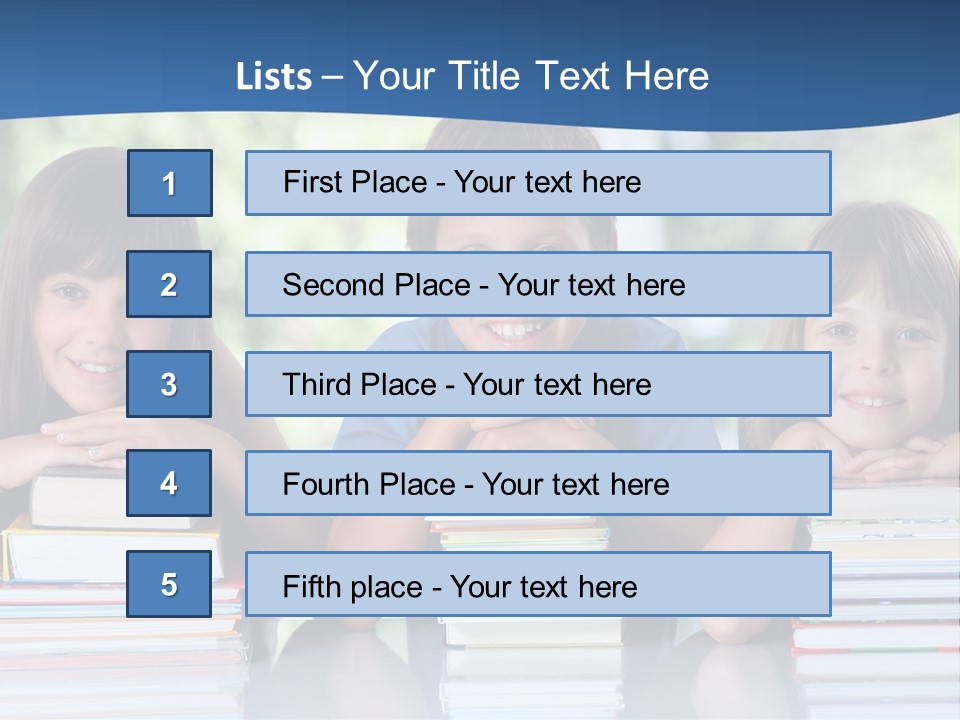 A Group Of Children Sitting At A Table With Books PowerPoint Template