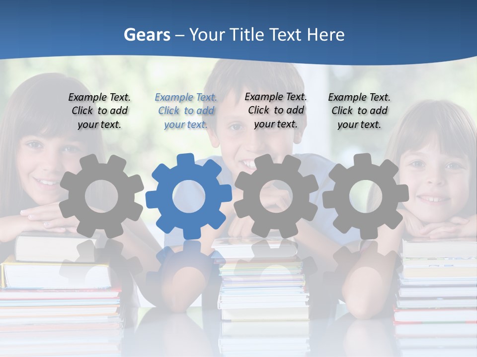 A Group Of Children Sitting At A Table With Books PowerPoint Template