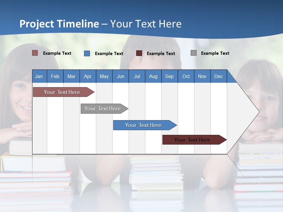 A Group Of Children Sitting At A Table With Books PowerPoint Template