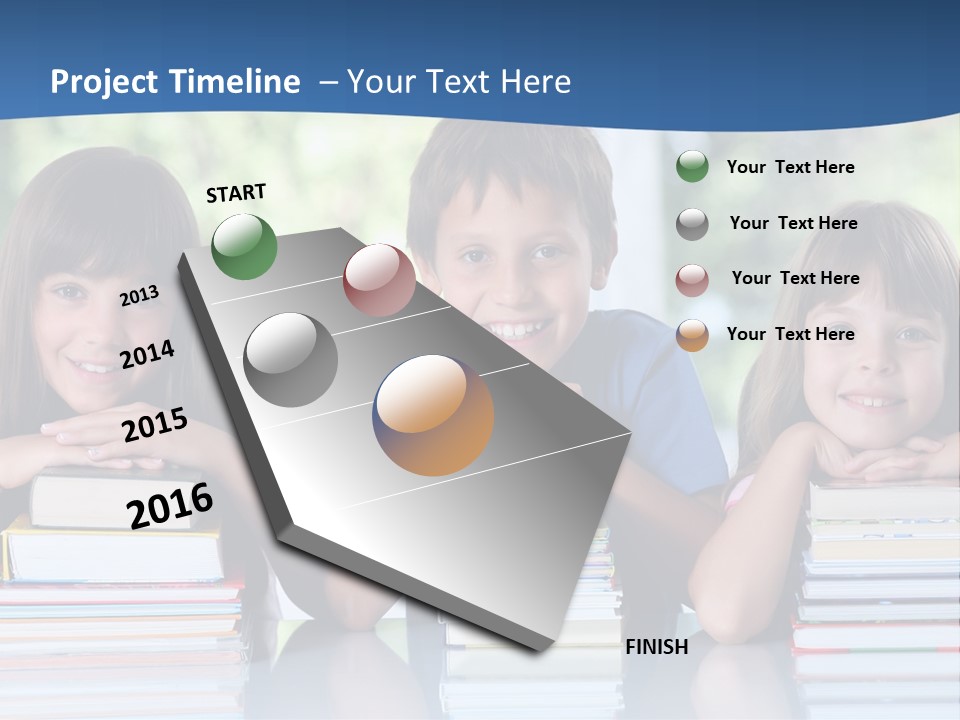 A Group Of Children Sitting At A Table With Books PowerPoint Template