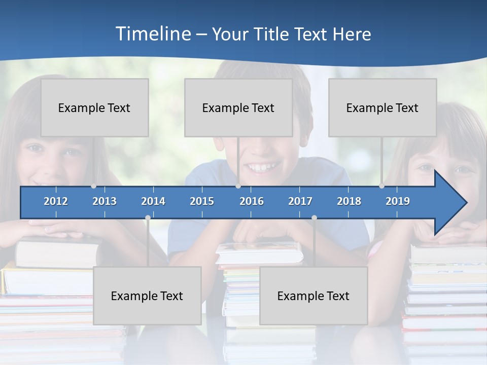 A Group Of Children Sitting At A Table With Books PowerPoint Template