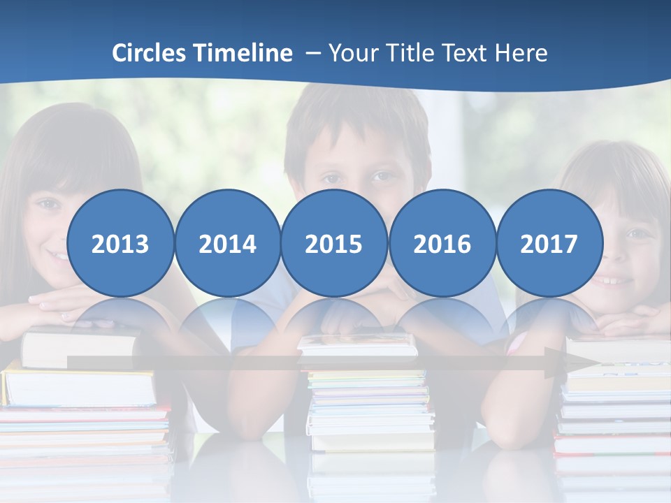 A Group Of Children Sitting At A Table With Books PowerPoint Template