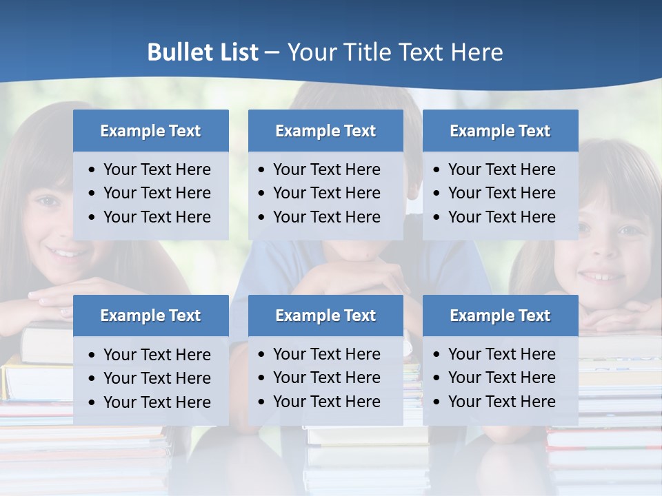 A Group Of Children Sitting At A Table With Books PowerPoint Template