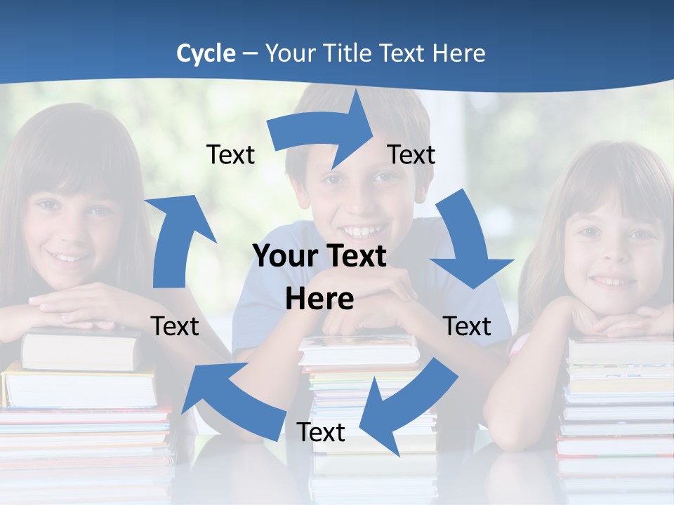 A Group Of Children Sitting At A Table With Books PowerPoint Template