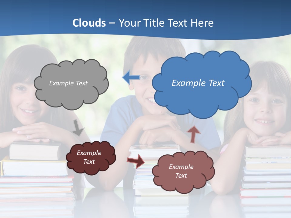 A Group Of Children Sitting At A Table With Books PowerPoint Template